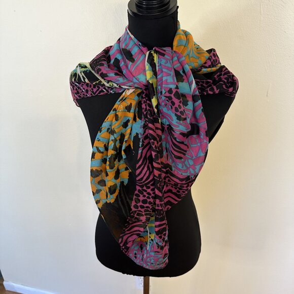 Colorful Leopard Print Womens Scarf Wrap By Copper Key One Size Animal Print - Picture 2 of 4